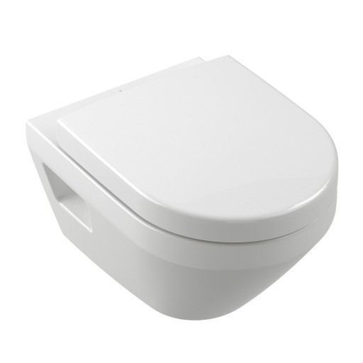Set vas wc suspendat Villeroy & Boch Architectura Oval Compact TwistFlush  CeramicPlus si capac cu inchidere lenta si QuickRelease  alb alpin