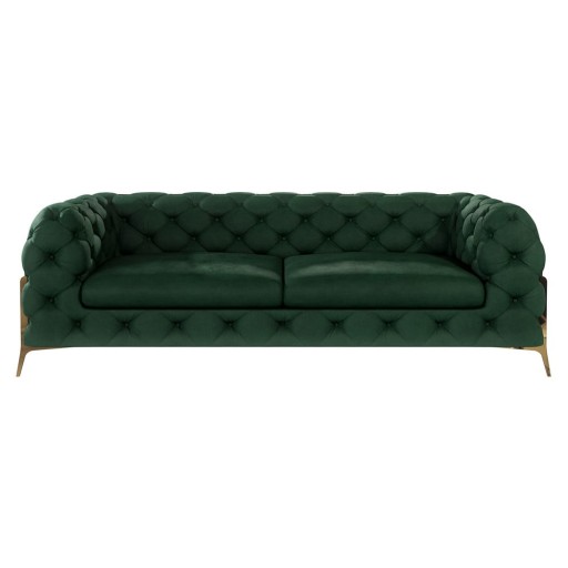 Canapea verde-închis cu tapițerie din catifea 225 cm Chelsea Bis – Ropez