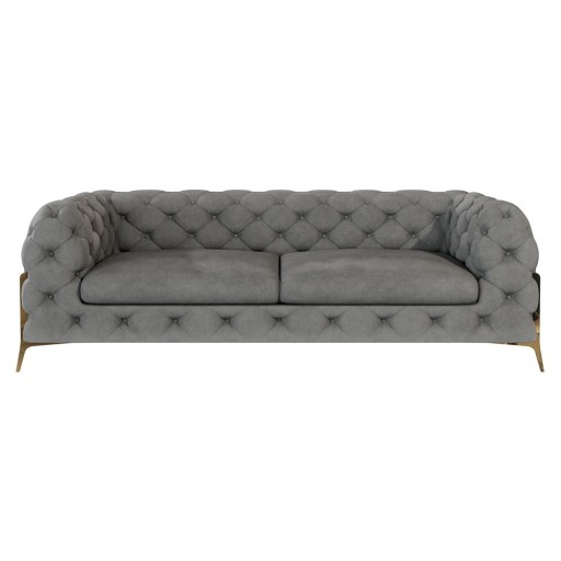 Canapea gri cu tapițerie din catifea 225 cm Chelsea Bis – Ropez