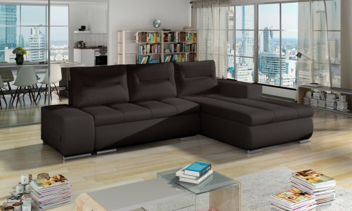 Coltar extensibil dreapta 4 locuri ELTAP, Ov30, Ottavio, 275x180x85 cm, lemn/poliester, maro inchis