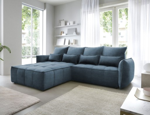 Coltar extensibil stanga 4 locuri ELTAP, LT-40MAN, Campo, 265x196x88 cm, lemn/poliester, albastru inchis