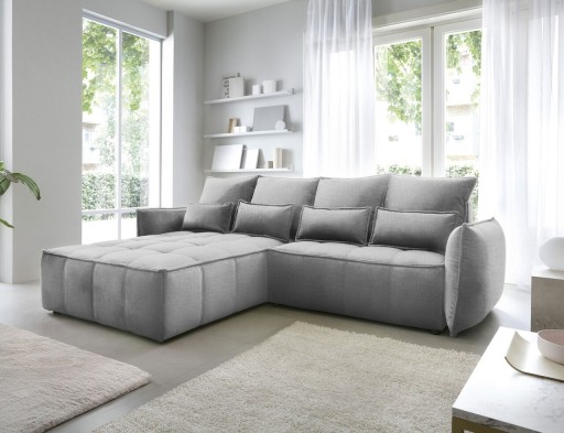 Coltar extensibil stanga 4 locuri ELTAP, LT-04NU, Campo, 265x196x88 cm, lemn/poliester, gri inchis