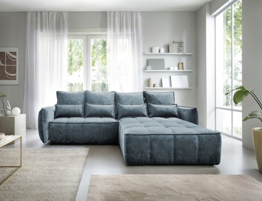 Coltar extensibil dreapta 4 locuri ELTAP, RT-40TOS, Campo, 265x196x88 cm, lemn/poliester, albastru