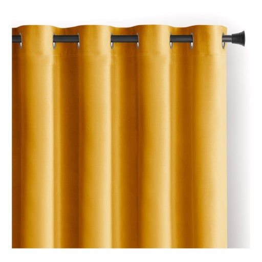 Draperie galbenă dimout (semi-opacă) din catifea 140x245 cm Eyelets – Restilo