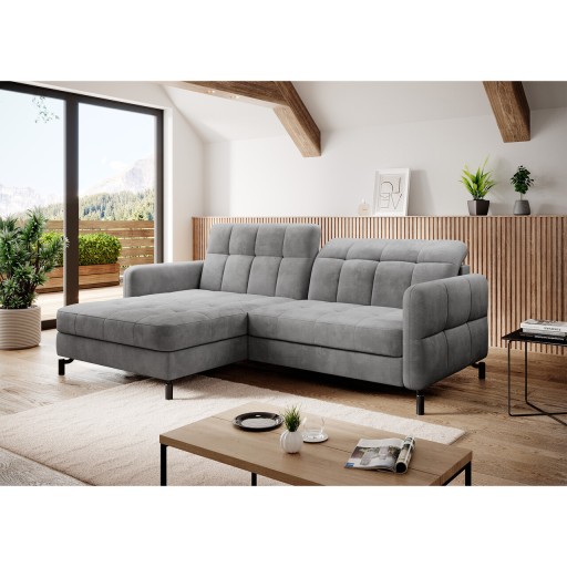 Coltar extensibil stanga 3 locuri ELTAP, Lore-35, Lorelle, 225x160x105 cm, lemn/poliester, gri deschis