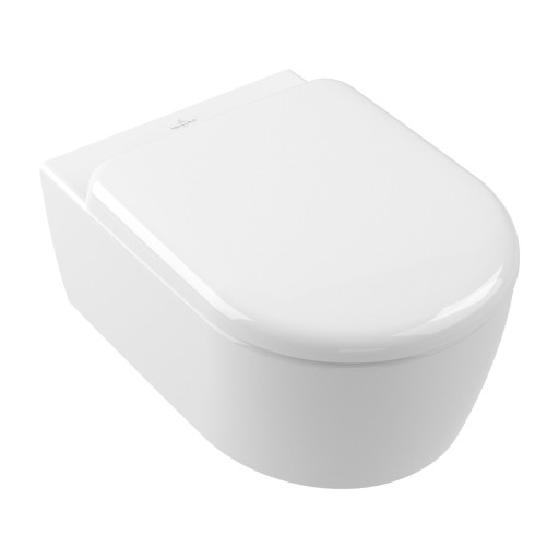Set vas wc suspendat Villeroy & Boch Skyla Oval TwistFlush  CeramicPlus si capac cu inchidere lenta si QuickRelease  alb alpin
