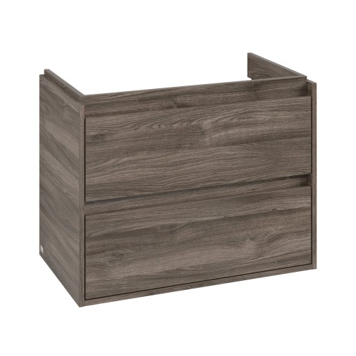 Dulap baza suspendat Villeroy & Boch Skyla cu 2 sertare  pentru lavoar asimetric  772x596mm  Stone Oak