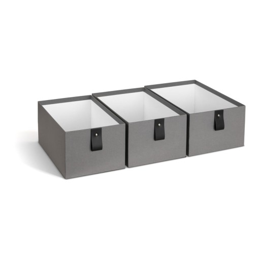 Cutii de depozitare gri 3 buc. din carton 20,5x29,5x14,5 cm Aston Paper Laminate – Bigso