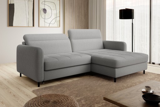 Coltar extensibil dreapta 3 locuri ELTAP, RT-04ROY, Gomsi, 228x165x100 cm, lemn/poliester, gri deschis