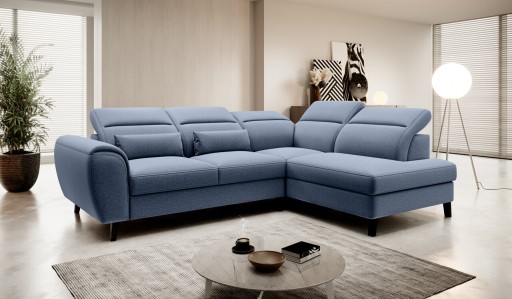 Coltar extensibil dreapta 4 locuri ELTAP, RT-40GO, Noble, 255x201x100 cm, lemn/poliester, albastru