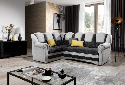 Coltar extensibil stanga 3 locuri ELTAP, LII-021, Lord II, 243x195x112 cm, lemn/poliester, negru/alb
