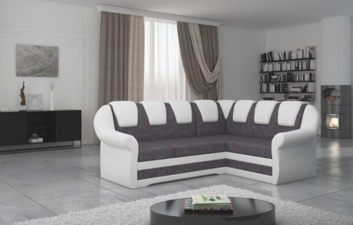 Coltar extensibil dreapta 3 locuri ELTAP, LII-038, Lord II, 243x195x112 cm, lemn/poliester, gri inchis/alb