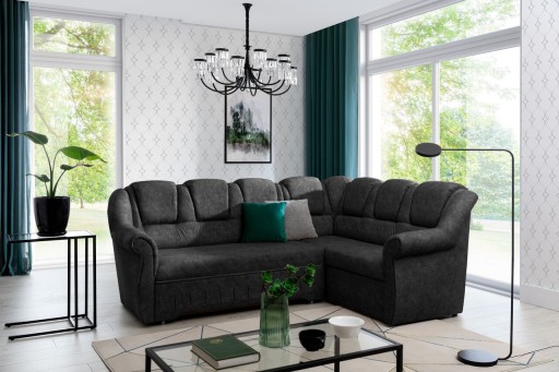 Coltar extensibil dreapta 3 locuri ELTAP, LII-096, Lord II, 243x195x112 cm, lemn/poliester, gri inchis