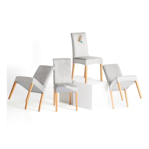 Huse gri-deschis 4 buc. elastice pentru scaun 48 cm Sento – Restilo