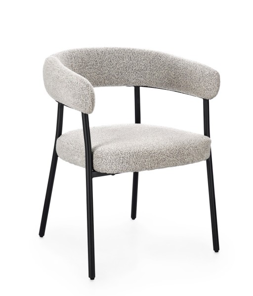 Scaun Giaele, Bizzotto, 59.5x56.5x75.5 cm, poliester Boucle, negru/grej