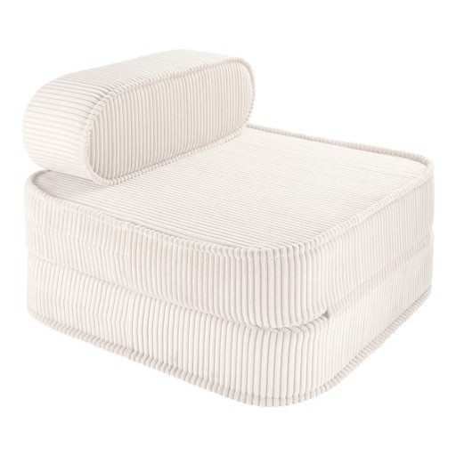 Fotoliu de copii crem cu tapițerie din catifea reiată Flip – Wigiwama
