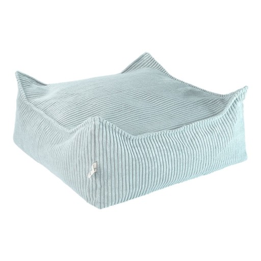 Fotoliu puf pentru copii verde mentă cu tapițerie din catifea reiată Square – Wigiwama
