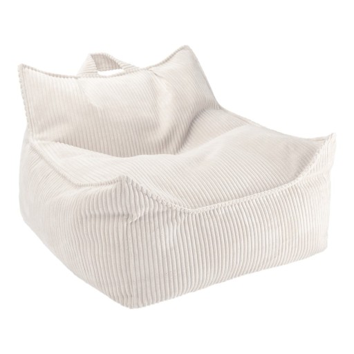Fotoliu puf pentru copii crem cu tapițerie din catifea reiată Chair – Wigiwama