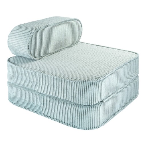 Fotoliu de copii verde mentă cu tapițerie din catifea reiată Flip – Wigiwama