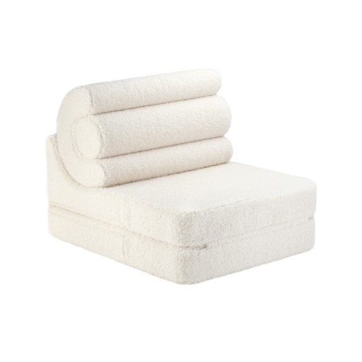 Fotoliu de copii crem cu tapițerie din țesătură bouclé Flipster – Wigiwama