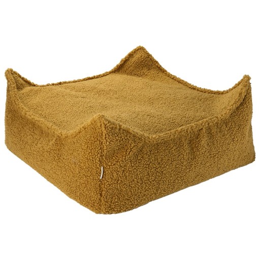Fotoliu puf pentru copii maro cu tapițerie din țesătură bouclé Square – Wigiwama