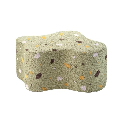 Puf de copii verde cu tapițerie din țesătură bouclé/cu tapițerie din chenille Terrazzo Cloud – Wigiwama
