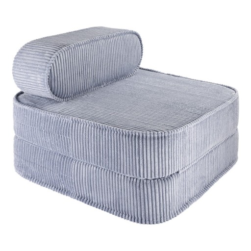 Fotoliu de copii albastru cu tapițerie din catifea reiată Flip – Wigiwama