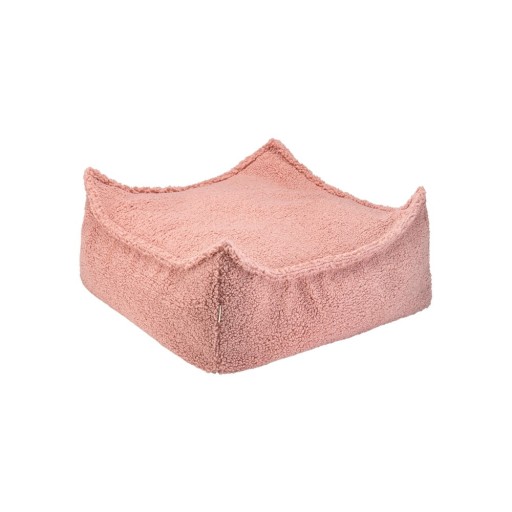 Fotoliu puf pentru copii roz cu tapițerie din țesătură bouclé Square – Wigiwama