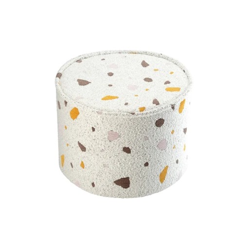 Puf de copii alb cu tapițerie din țesătură bouclé/cu tapițerie din chenille Terrazzo – Wigiwama
