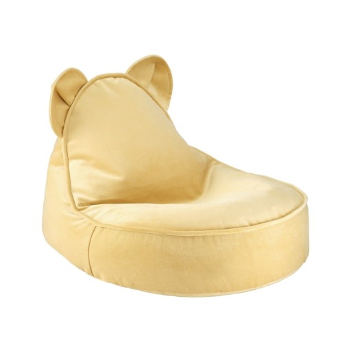 Fotoliu puf pentru copii galben cu tapițerie din catifea Bear – Wigiwama