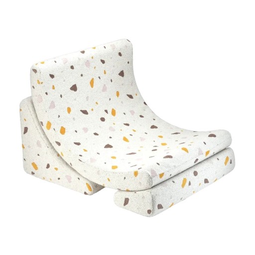 Fotoliu de copii alb cu tapițerie din țesătură bouclé/cu tapițerie din chenille Terrazzo Moon – Wigiwama