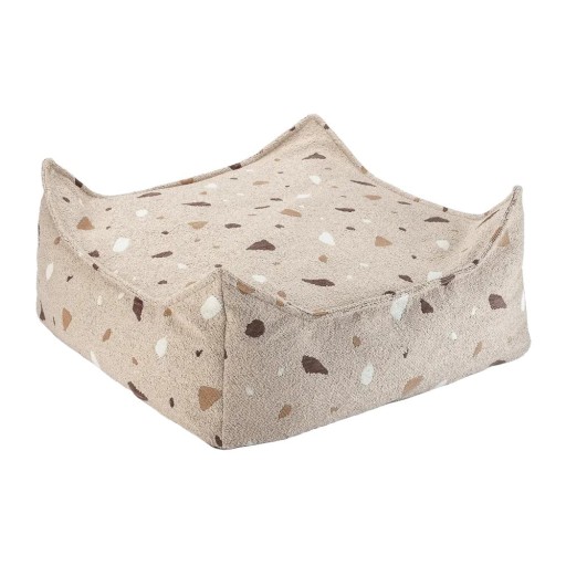 Fotoliu puf pentru copii maro deschis cu tapițerie din țesătură bouclé/cu tapițerie din chenille Terrazzo Square – Wigiwama