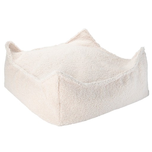 Fotoliu puf pentru copii crem cu tapițerie din țesătură bouclé Square – Wigiwama