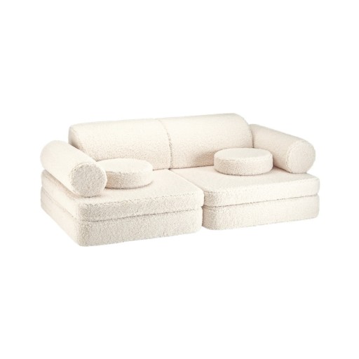 Canapea pentru copii crem cu tapițerie din țesătură bouclé 132 cm Settee – Wigiwama