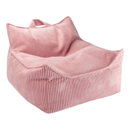 Fotoliu puf pentru copii roz cu tapițerie din catifea reiată Chair – Wigiwama