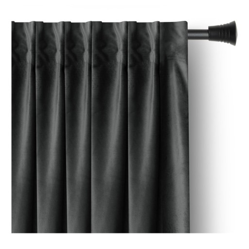 Draperie gri închis dimout (semi-opacă) din catifea 140x245 cm Pleat – Restilo
