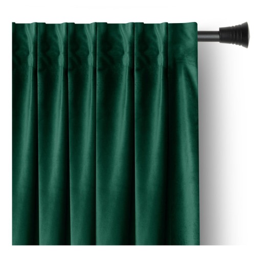 Draperie verde-închis dimout (semi-opacă) din catifea 140x245 cm Pleat – Restilo