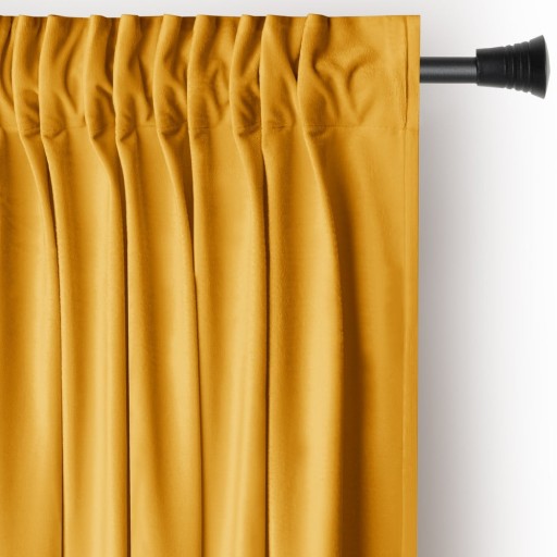 Draperie galbenă dimout (semi-opacă) din catifea 140x245 cm Pleat – Restilo