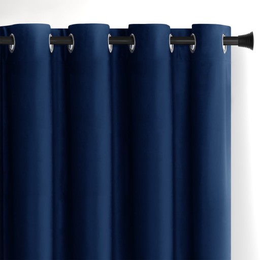 Draperie albastru-închis dimout (semi-opacă) din catifea 140x270 cm Eyelets – Restilo