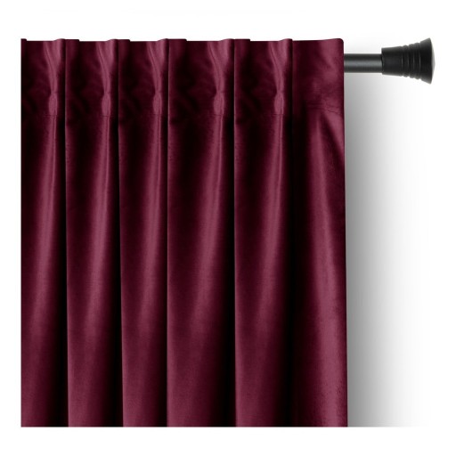 Draperie burgundy dimout (semi-opacă) din catifea 140x245 cm Pleat – Restilo