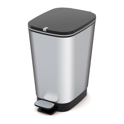 Coș de gunoi argintiu cu pedală din plastic 25 l Chic Bin – KIS