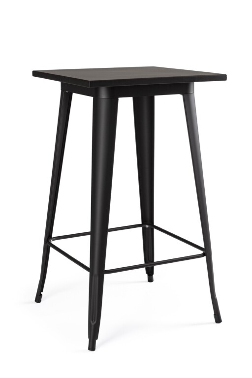 Masa pentru bar Minnesota, Bizzotto, 60 x 60 x 103 cm, otel laminat, negru