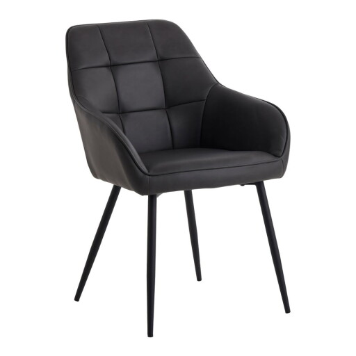 Scaune de dining gri-închis cu cotiere 2 buc. din imitație de piele Nolan Square – Unique Furniture