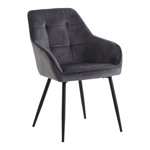 Scaune de dining gri cu cotiere 2 buc. din catifea Nolan Square – Unique Furniture