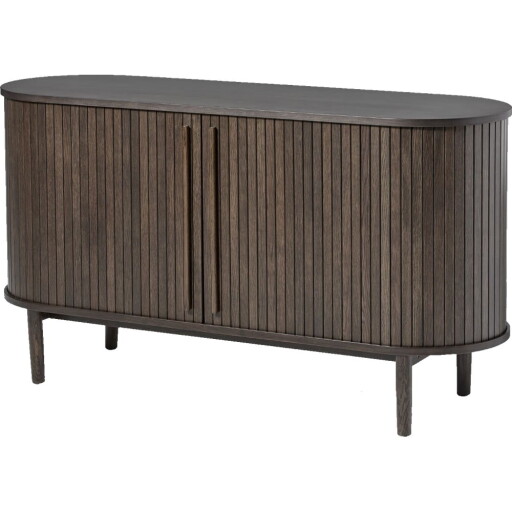 Comodă maro cu aspect de lemn de stejar cu ușă glisantă 140x76x45 cm Meta – Unique Furniture