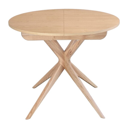 Masă de dining rotundă extensibilă din lemn de frasin cu blat suplimentar ø 90 cm Jubi – Ragaba