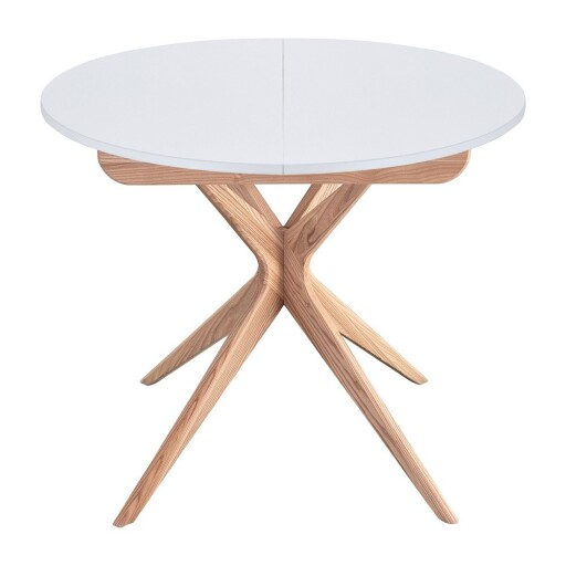 Masă de dining rotundă extensibilă cu blat suplimentar ø 90 cm Jubi – Ragaba