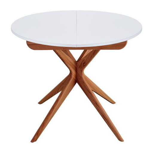 Masă de dining rotundă extensibilă cu blat suplimentar ø 90 cm Jubi – Ragaba