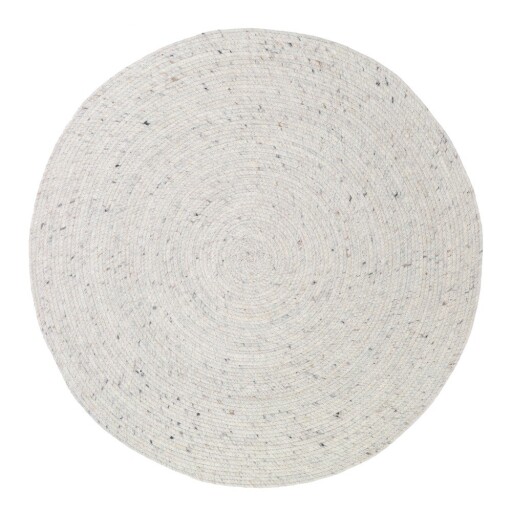 Covor alb reversibil, țesut manual rotund din amestesc de lână ø 160 cm Neethu Natural L – Nattiot