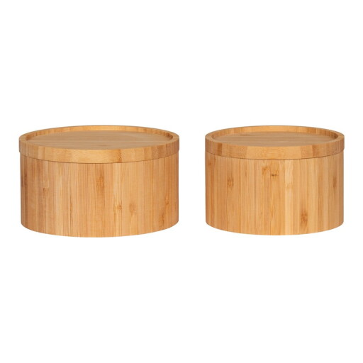 Cutii de depozitare în culoare naturală 2 buc. din bambus cu capac/decorative ø 15x8 cm Chefalu – House Nordic